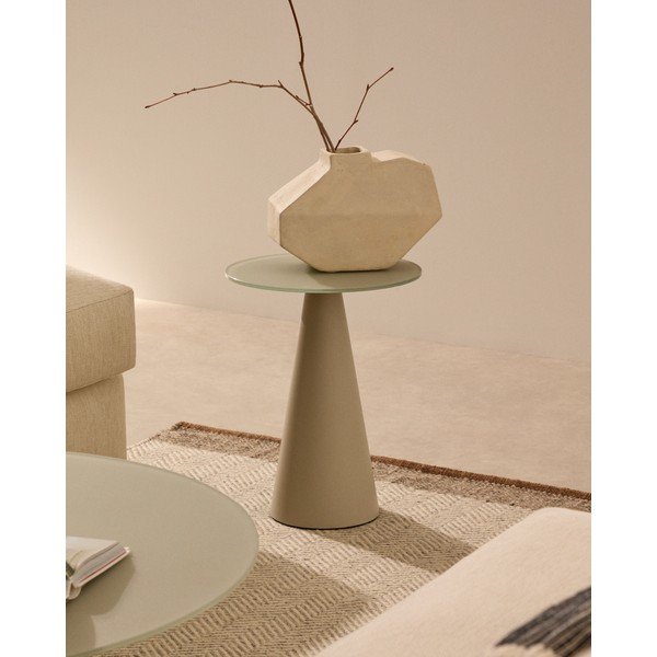 Ümmargune abilaud klaasist pealispinnaga ø 35 cm Wilshire - Kave Home-image-1