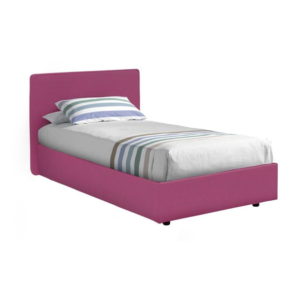 Růžová jednolůžková postel s úložným prostorem a matrací 13Casa Ninfea, 80 x 190 cm