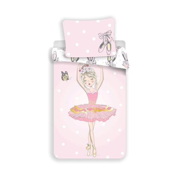 Roosa puuvillane laste voodipesu 140x200 cm Ballerina - Jerry Fabrics