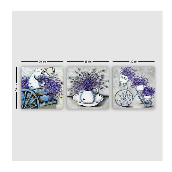 Maalid 3 tk 30x30 cm komplektis Lavender - Wallity-image-2
