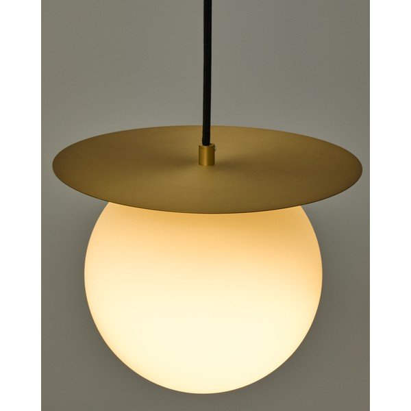 Valge/kuldse värvi metallist ripplamp klaasist varjuga, ø 25 cm Brisia - Kave Home-image-2