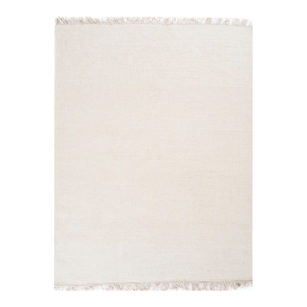 Krémový ručně tkaný vlněný koberec Linie Design Solid, 200 x 300 cm