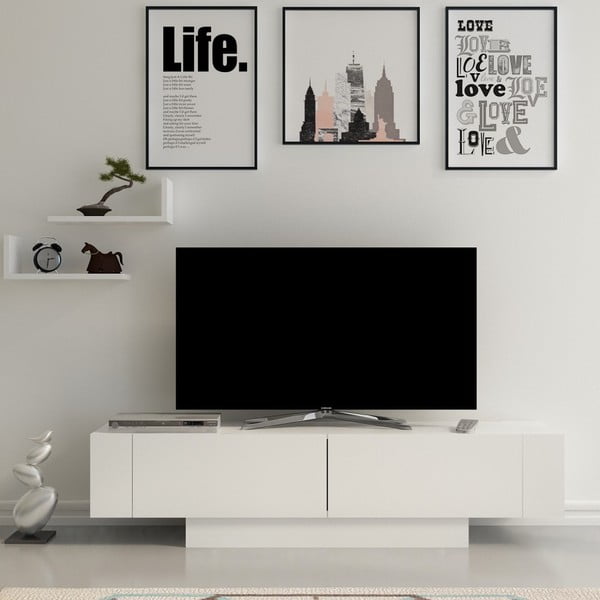 Valge TV-komplekt 150x42x31,5 cm Matera – Zena Home-image-1