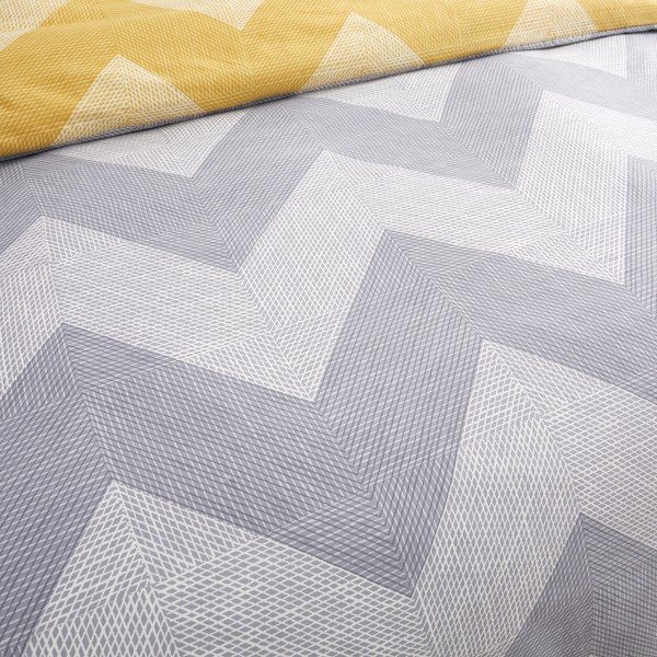 Kollane-hall voodipesu 200x135 cm Chevron Geo - Catherine Lansfield-image-3