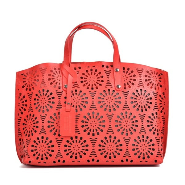 Červená kožená kabelka Mangotti Bags Lulia