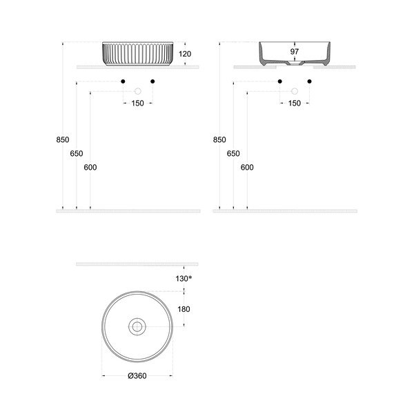 Valge keraamiline ümmargune valamu ø 36 cm Ion - Sapho-image-3