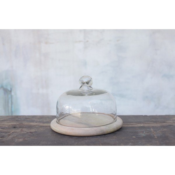 Mango puidust kandik klaasist kaanega Bell Dome - Nkuku-image-1