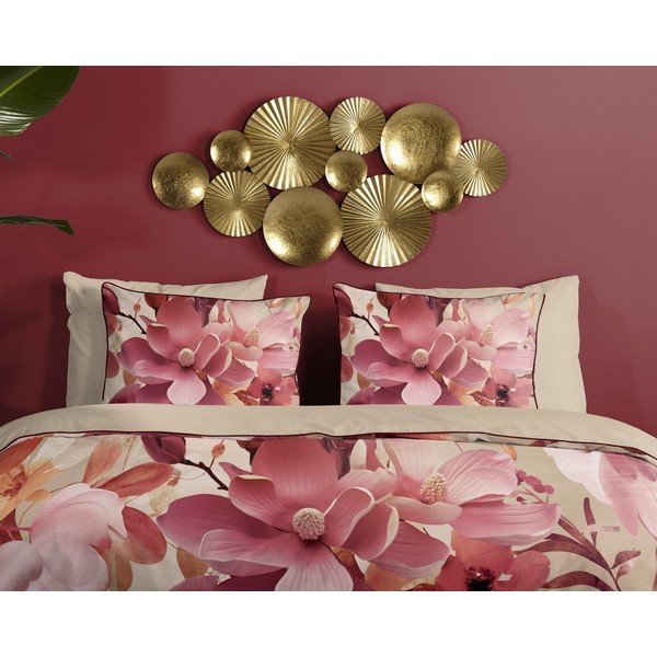 Roosa-beež pikendatud satiin-puuvillast voodipesu üheinimesevoodile 140x220 cm Chaja - Descanso-image-2