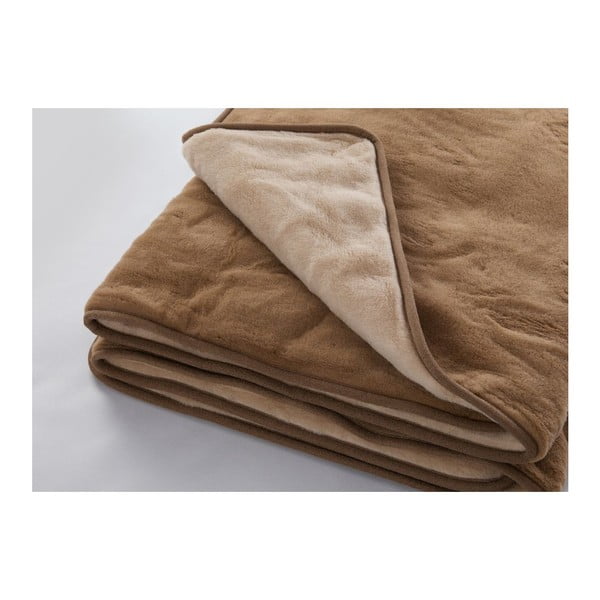 Hnědá deka z merino vlny Royal Dream Quilt, 140 x 200 cm