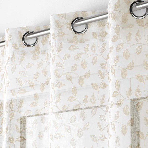 Beež voile kardin 137x280 cm Farandole - douceur d'intérieur-image-1