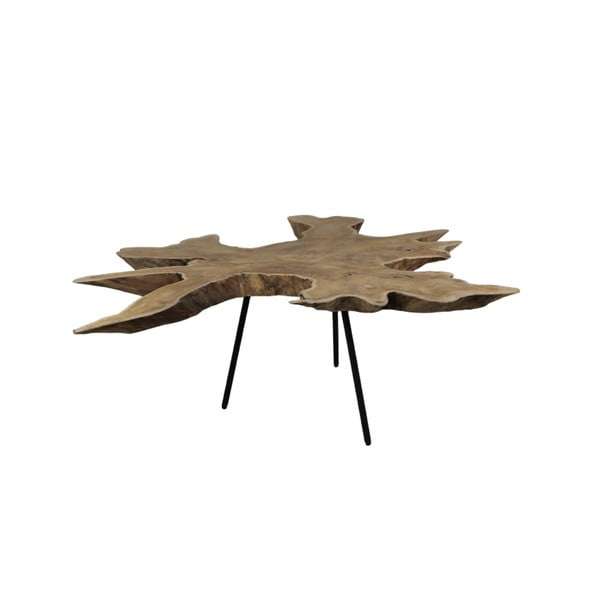 Odkládací stolek s deskou z neopracovaného teakového dřeva HSM collection Tribe, ⌀ 80 cm
