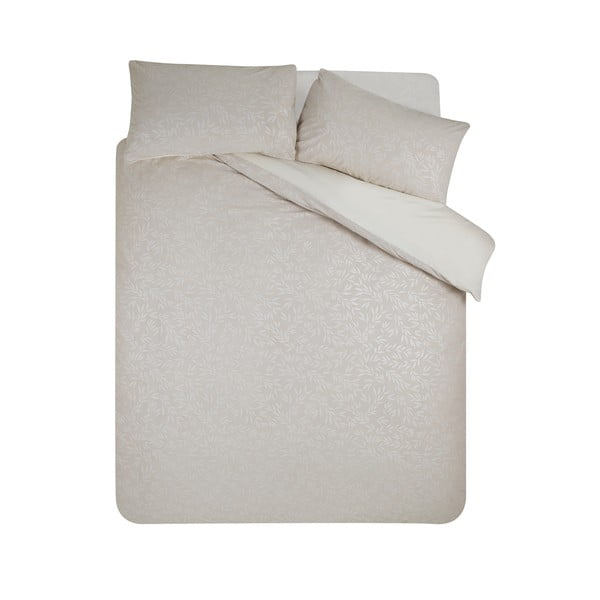 Hallikasbeež žakaarkangast voodipesu kaheinimesevoodile 200x200 cm Corded Leaves - Catherine Lansfield