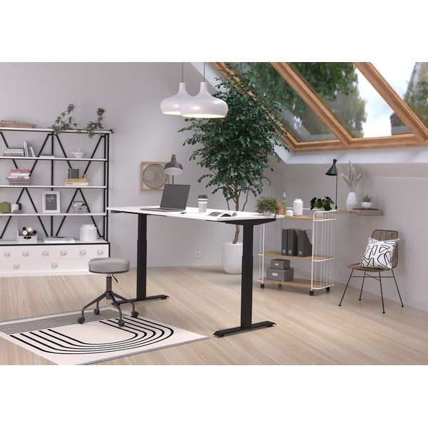 Elektriliselt reguleeritava kõrgusega valge töölaud 80x160 cm Jet - Germania-image-1