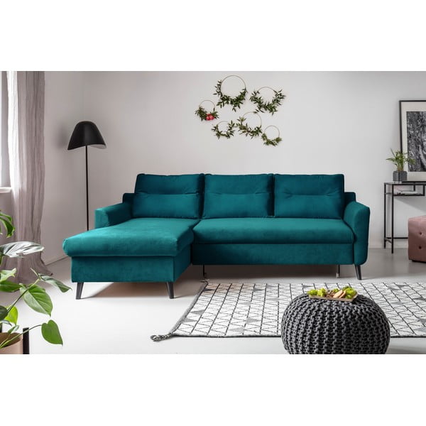 Türkiissinine sametine nurgadiivanvoodi, vasak nurk Stylish Stan - Miuform-image-1