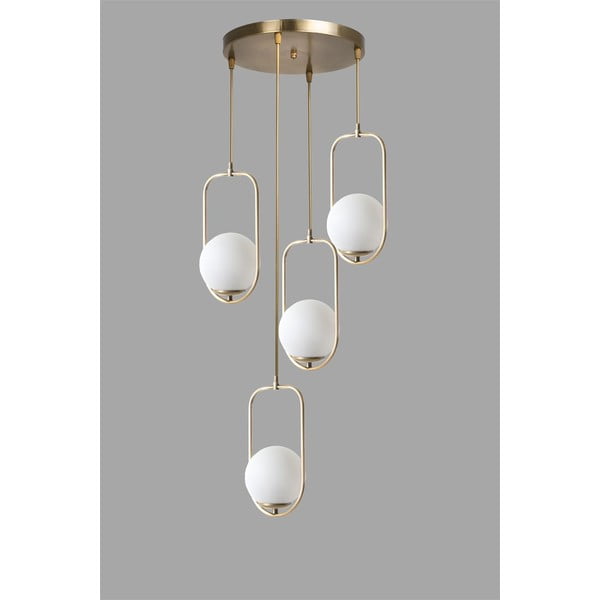 Valge-kuldne rippvalgusti klaasist varjuga ø 30 cm Ahu - Opviq lights-image-2