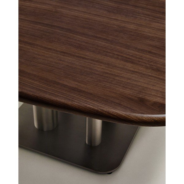 Söögilaud pähklipuust dekooriga 121x121 cm Melvar - Kave Home-image-3