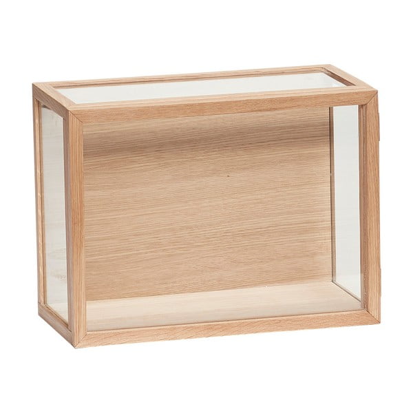 Prosklený úložný box s rámem z dubového dřeva Hübsch Pargo