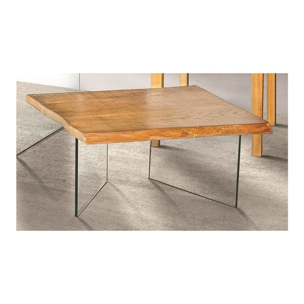 Skleněný konferenční stolek s deskou z jasanové dýhy Evergreen House Luis