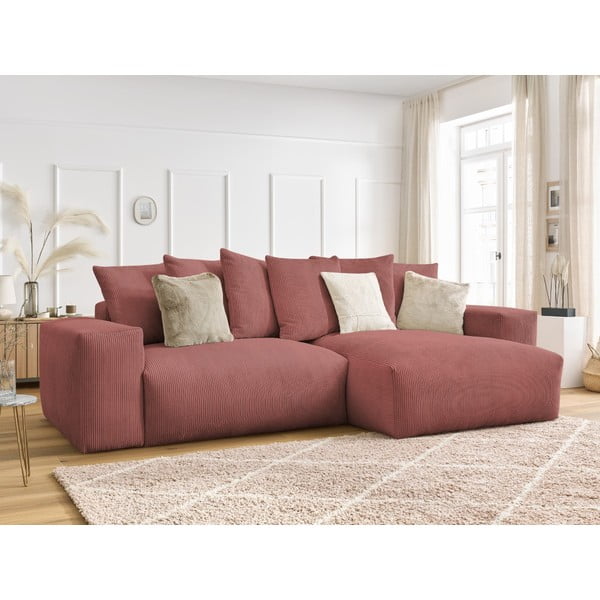 Roosa kordvelvetist diivanvoodi/panipaigaga nurgadiivan Voltaire - Bobochic Paris-image-4