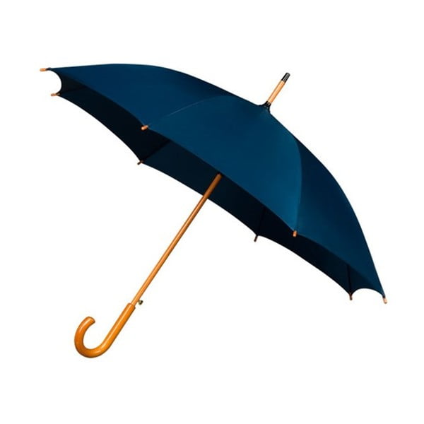 Modrý deštník s dřevěným madlem Ambiance Wooden, ⌀ 102 cm