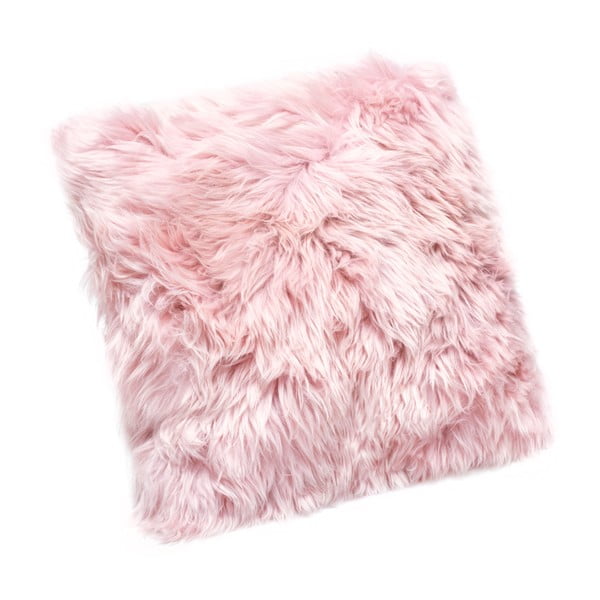 Růžový polštář z ovčí kožešiny Royal Dream Sheepskin, 30 x 30 cm
