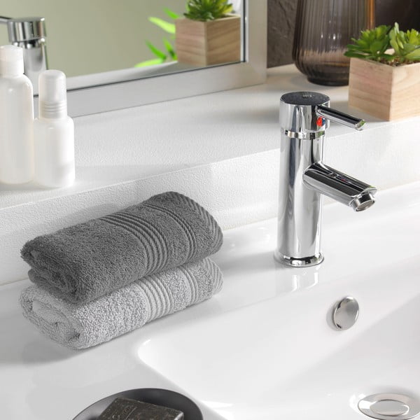 Tumehall frotee puuvillane rätik 30x50 cm Tendresse - douceur d'intérieur-image-1