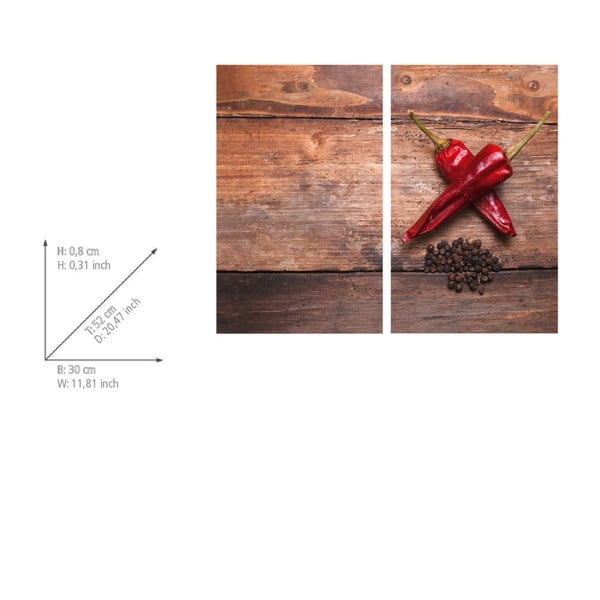 Karastatud klaasist katte komplekt pliidi äärde 2tk 52x30 cm Pepper - Allstar-image-2