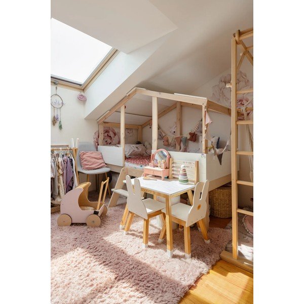 Valge/puidu värvi tõstetud lastevoodi 90x190 cm Parma - Marceric-image-1