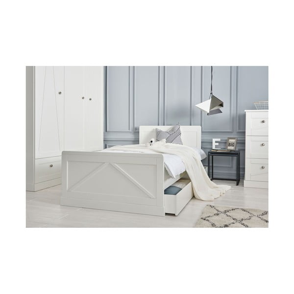 Valge lastevoodi all olev sahtli alus, 90 x 200 cm - Pinio-image-1