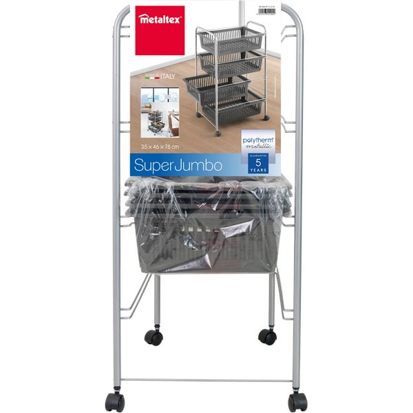 Ratastega riiul tumehall-hõbedane 46x78 cm - Metaltex-image-3