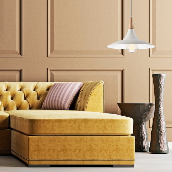 Valge rippvalgusti metallist varjuga ø 30 cm Ufo - LAMKUR-image-3