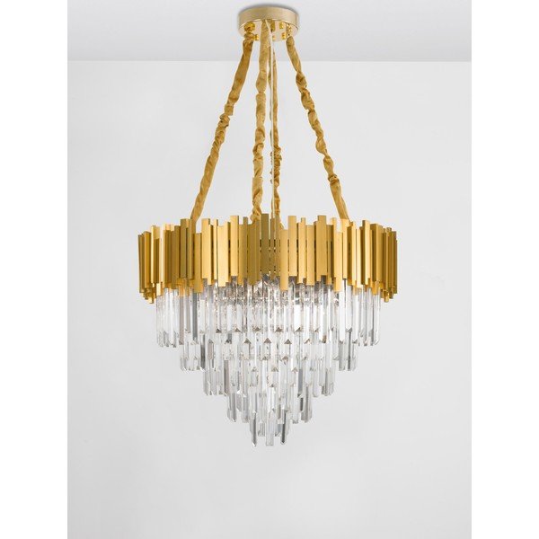 Kuldse värvi metallist ripplamp kristallvarjuga, läbimõõduga 73 cm Grane - Nova Luce-image-4