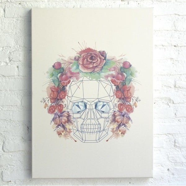 Obraz Really Nice Things Skull Flowers, 50 x 70 cm