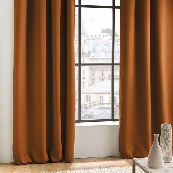 Pimendav terrakotavärvi kardin 135x240 cm Occult - douceur d'intérieur-image-1