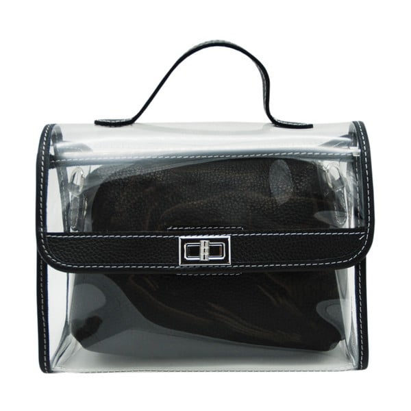 Černá kabelka z pravé kůže Andrea Cardone Transpa Mini