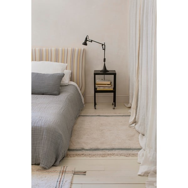 Sinine-kreem pestav käsitsi kootud puuvillane vaip 90x130 cm Gastro Vintage Blue - Lorena Canals-image-3