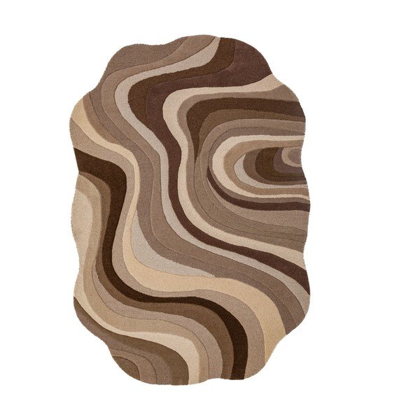 Pruun/beež käsitsi kootud villavaip 160x230 cm Envy Wool - Flair Rugs