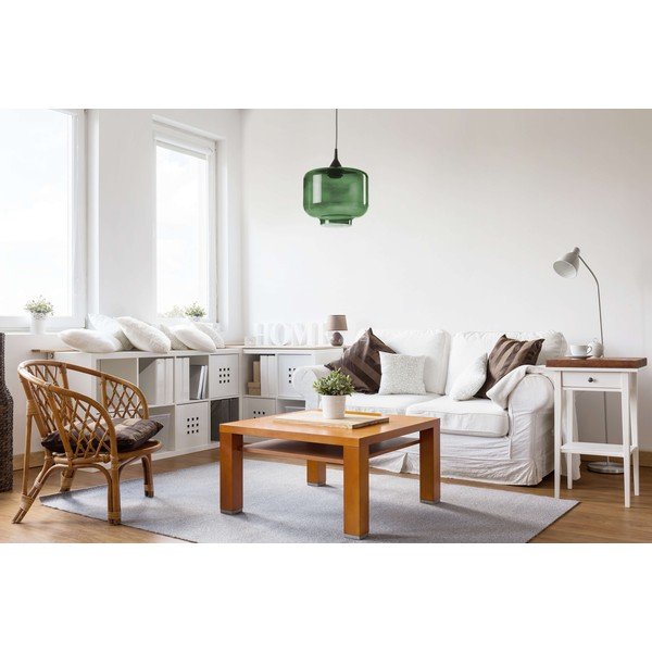 Must rippvalgusti rohelise klaasvarjuga Tierra Bella Ambar, ø 25 cm Santori - Surdic-image-1