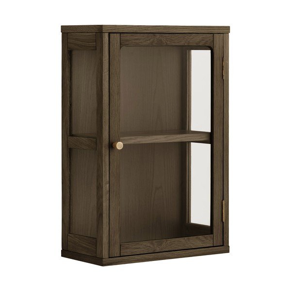 Tumepruun rippuv vitriinkapp tammepuust dekooriga 40x60x20 cm Zamora - House Nordic