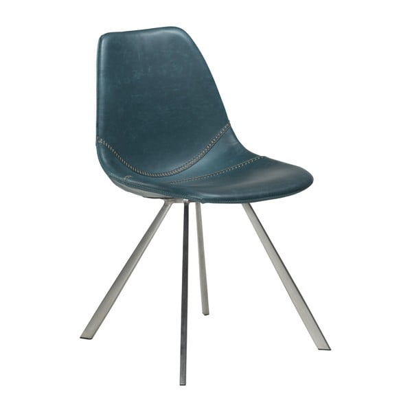 Modrá jídelní židle z eko kůže s ocelovým podnožím DAN–FORM Denmark Pitch