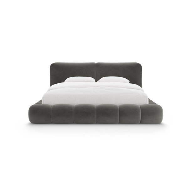 Tumehall polsterdatud kaheinimesevoodi koos panipaiga ja voodipõhjaga 180x200 cm Solange - Micadoni-image-4