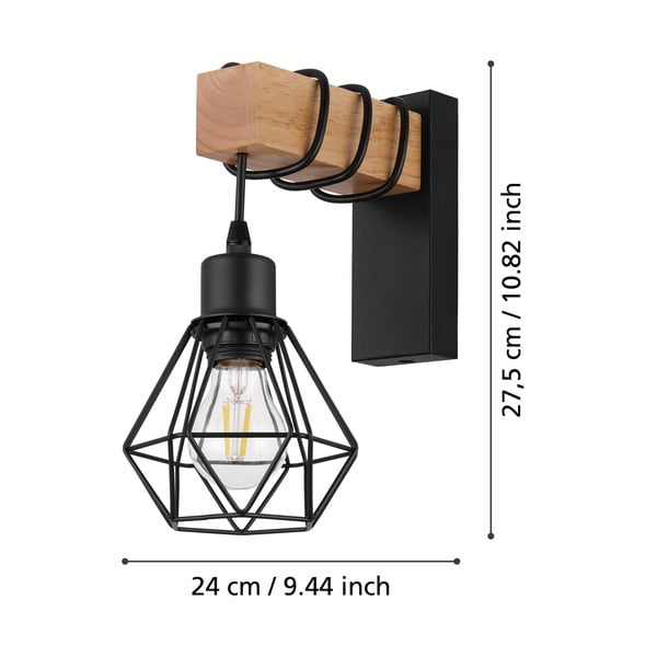 Must-puiduvärvi seinavalgusti TOWNSHEND 5 - EGLO-image-2