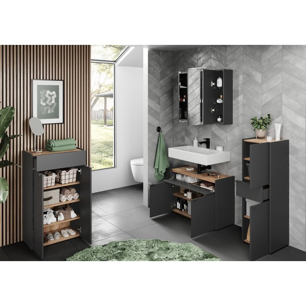 Antratsiitne kõrge vannitoakapp 34x111 cm Forano - Germania-image-4