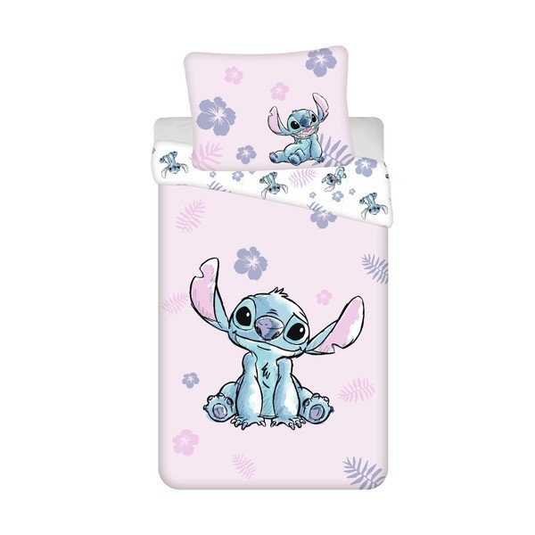 Heleroosa puuvillane laste voodipesu 140x200 cm Lilo & Stitch "Pink" - Jerry Fabrics