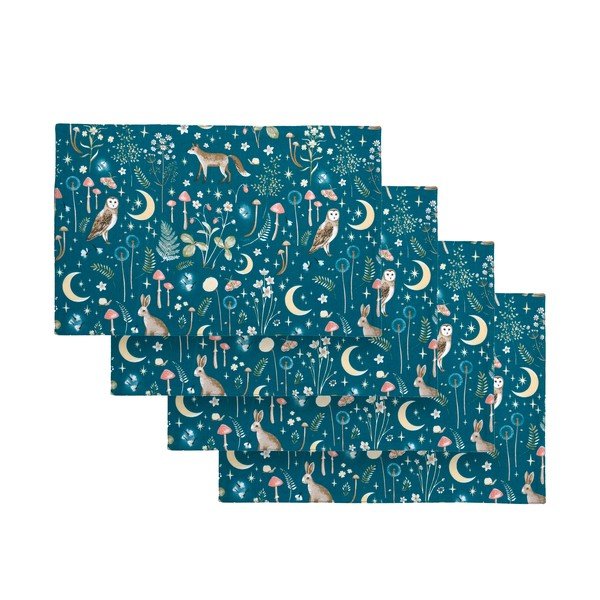 Riidest laualinad komplektis 4 tükki 30x46 cm Enchanted Twilight Animals - Catherine Lansfield