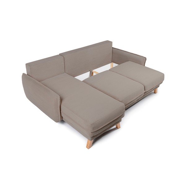 Taupe-pruuni värvi velvetist diivanvoodi/nurgadiivan panipaigaga Tori - Bonami Selection-image-4