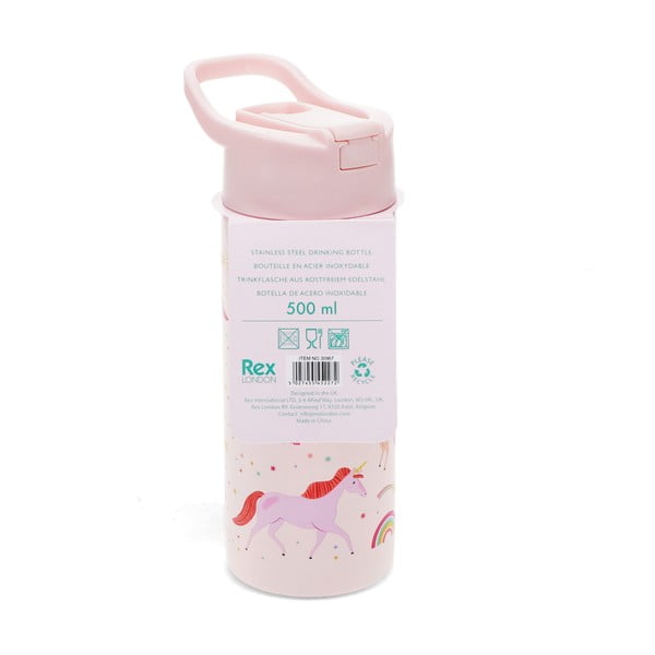 Heleroosa roostevabast terasest joogipudel 500 ml Unicorn - Rex London-image-4
