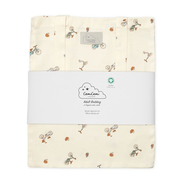 Helekollane laste üheinimesevoodipesu orgaanilisest puuvillast 140x200 cm Bicycles - Cam Cam Copenhagen-image-2