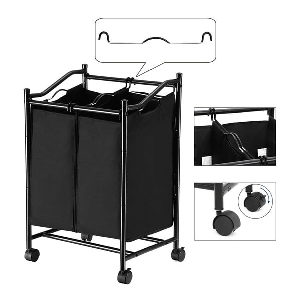 Must korv ratastega ja 2 pesu segmentidega - Songmics-image-4