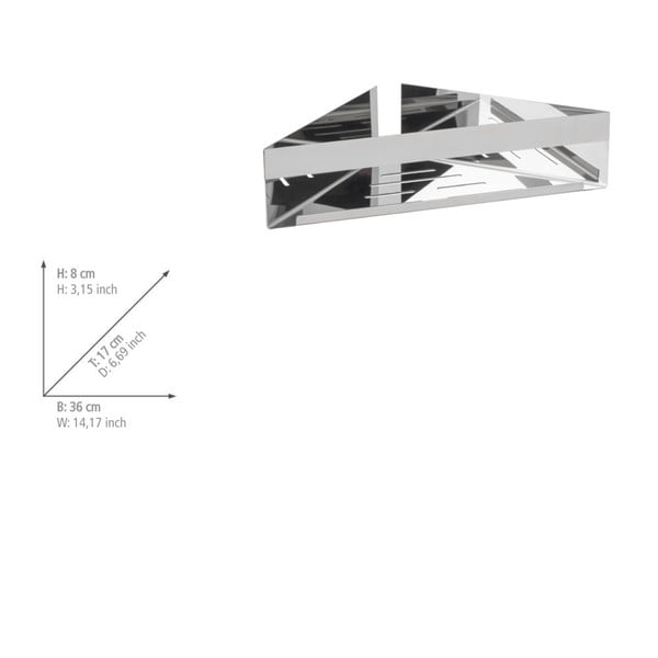 Roostevabast terasest isekinnituv vannitoa nurgariiul, läikiv hõbedane Genova - Wenko-image-2